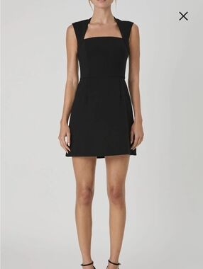 Classic Black Square-Neck Mini Dress
